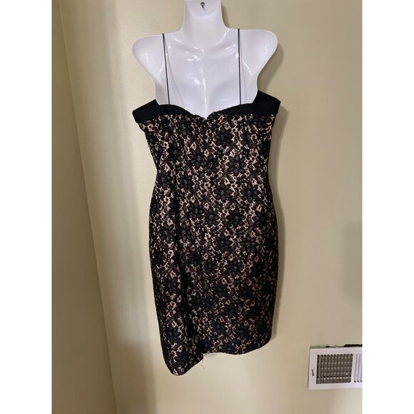 Talbots Black Lace Strapless Dress Size 12 Floral Overlay Elegant Cocktail - Picture 8 of 10